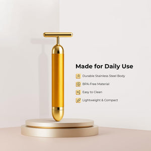 Energy 24K Gold T-Shaped Beauty Facial Roller Massager
