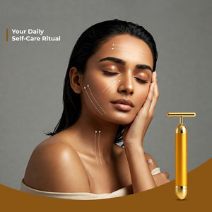 Energy 24K Gold T-Shaped Beauty Facial Roller Massager