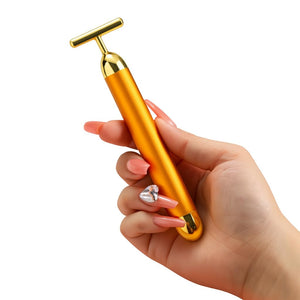 Energy 24K Gold T-Shaped Beauty Facial Roller Massager